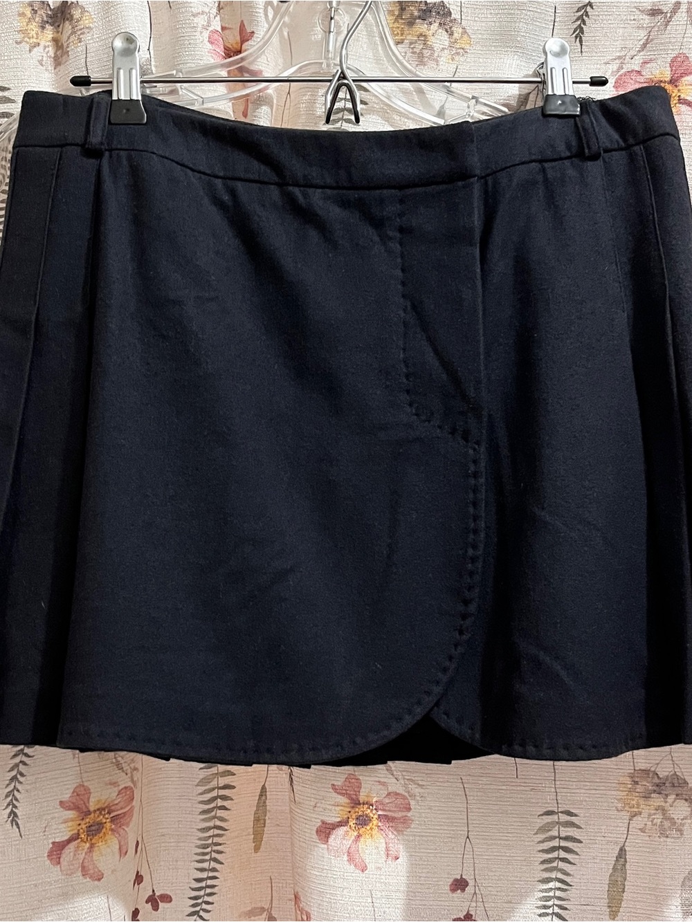 Navy Mini Skirt with Curved Hemline